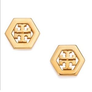 Tory Burch Gold Hexagon Stud Earrings